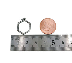 Hexagon CZ Micro Pave Charm Pendant, Micro Pave Hexagon Pendant, Cubic Zirconia Hexagon, Fashion Jewelry Findings, 20x15mm, CP976