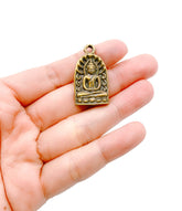 24K Gold Antique Buddha Brass Charm Pendant, Sitting Buddha Charm, Antique Buddha Charm, Rustic Buddha, Sitting Buddha, Buddha Necklace, 32x18mm, CP980
