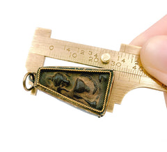 24K Gold Filled Buddha Carved Wood Charm Pendant, Sitting Buddha Charm Pendant, Sitting Buddha Charm, Rustic Buddha, Buddha Necklace, 37x20mm, CP988