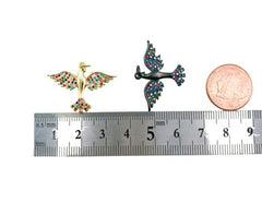 24K Gold Filled Bird, Parrot, Dove, Colored CZ Micro Pave Charm pendant, CZ Bird Charm Pendant, CZ Micro Pave Parrot Bird Pendant, 29x21mm, CP990
