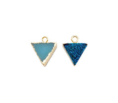 18K Gold Filled Triangle Druzy Agate Charm Pendant, Triangle Charm, Triangle Pendant, Triangle Necklace, Charm Necklace, 14x11mm, CP993