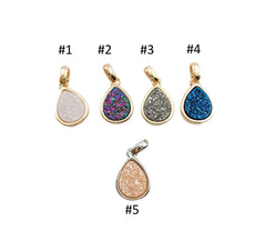 24K Gold Filled Druzy Agate Stone Teardrop Charm Pendant, Teardrop Charm, Teardrop Pendant, Gold Teardrop, Charm Bracelet, 18x8mm, CP994