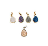 24K Gold Filled Druzy Agate Stone Teardrop Charm Pendant, Teardrop Charm, Teardrop Pendant, Gold Teardrop, Charm Bracelet, 18x8mm, CP994