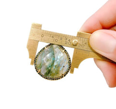 Antique 925 Sterling Silver Black CZ Labradorite Charm Pendant, Labradorite Charm, Labradorite Pendant, Labradorite Necklace, 31x27mm, CP999