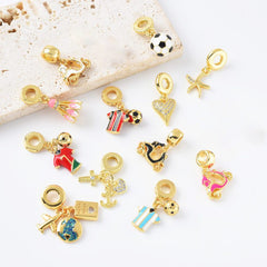 18K Gold Filled Enamel Scooter, Starfish, Heart, Badminton Ball, Soccer Ball Charm Pendant, Add on Charm, DIY Handmade Jewelry, CP_Batch96
