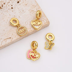 18K Gold Filled Mom Charm Pendant CZ Micro Pave, Mother’s Day Gift, Mom Pendant for Bracelet Necklace Component, Add on Charm, CP_Batch97