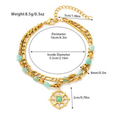 18K Gold Filled Layered Bracelet for Women, Beaded Bracelet with Turquoise Beads, Paperclip Chain Bracelet, BR075