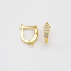 18K Gold Filled 1 Pair Huggies Earrings, CZ Micro Pave Latch Back Earring Lever Back Ear Wires Minimal earrings, pave earrings 17x13mm ER020