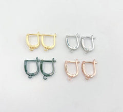 18K Gold Filled 1 Pair Huggies Earrings, CZ Micro Pave Latch Back Earring Lever Back Ear Wires Minimal earrings, pave earrings 17x13mm ER020