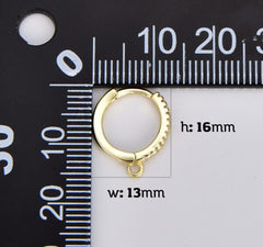 18K Gold Filled 1 pair Cubic Zirconia Huggie Hoops Earrings, Open Link Lever Back Hoop Earrings for Jewelry Making, Everyday Wear, ER024A
