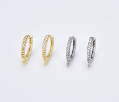 18K Gold Filled 1 pair Cubic Zirconia Huggie Hoops Earrings, Open Link Lever Back Hoop Earrings for Jewelry Making, Everyday Wear, ER024A
