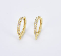 18K Gold Filled 1 pair Cubic Zirconia Huggie Hoops Earrings, Open Link Lever Back Hoop Earrings for Jewelry Making, Everyday Wear, ER024A
