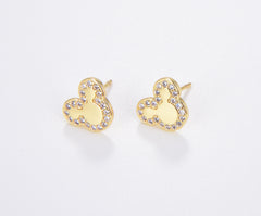 1 pair Mouse Stud Earrings, Mouse Earrings, Gold Filled Mouse Studs, 12x9mm, ER200