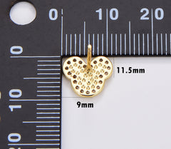 1 pair Mouse Stud Earrings, Mouse Earrings, Gold Filled Mouse Studs, 12x9mm, ER200