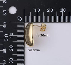 18k Gold Filled 1 pair Mini Dome Stud Earrings, Bean Hoops Earrings, Simple Minimalist Geometric Earrings, Gift For Her, 20x8mm, ER274