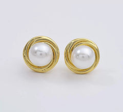 18K Gold Filled 1 pair Freshwater Pearl Stud Earrings, Mabe Pearl Earrings, Wedding Earrings, Everyday Earrings, Gift for Her, 15mm, ER278