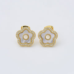 18K Gold Filled 1 pair Mother Of Pearl Flower Stud Earrings, Flower Earrings, Wedding Earrings, Everyday Earrings, Gift for Her, ER280