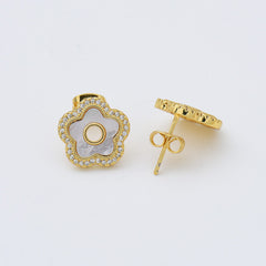 18K Gold Filled 1 pair Mother Of Pearl Flower Stud Earrings, Flower Earrings, Wedding Earrings, Everyday Earrings, Gift for Her, ER280
