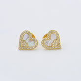 18K Gold Filled 1 pair Mother Of Pearl Heart Stud Earrings, Heart Shell Pearl Earrings, Wedding Earrings, Everyday Earrings, Gift for Her, ER281