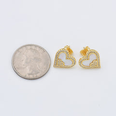 18K Gold Filled 1 pair Mother Of Pearl Heart Stud Earrings, Heart Shell Pearl Earrings, Wedding Earrings, Everyday Earrings, Gift for Her, ER281