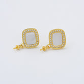 18K Gold Filled 1 pair Mother Of Pearl Square Stud Earrings, Rectangular Pearl Earrings, Wedding Earrings, Everyday Earrings, Gift for Her ER282