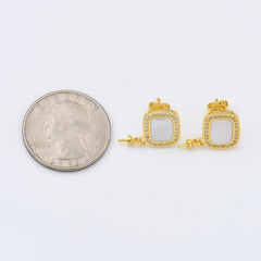 18K Gold Filled 1 pair Mother Of Pearl Square Stud Earrings, Rectangular Pearl Earrings, Wedding Earrings, Everyday Earrings, Gift for Her ER282