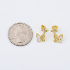 18K Gold Filled 1 pair Mother Of Pearl Butterfly Stud Earrings, Wedding Earrings, Everyday Earrings, Gift for Her, ER284