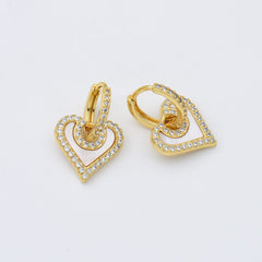 18K Gold Filled 1 pair Mother Of Pearl Heart Stud Earrings, Gold Filled Heart Shell Pearl Earrings, Wedding Earrings, Everyday Earrings, Gift for Her, ER285