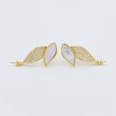 18K Gold Filled 1 pair Mother Of Pearl Leaf Stud Earrings, Wedding Earrings, Everyday Earrings, Gift for Her, ER286