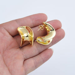 18K Gold Filled C-Hoop Earrings, Wedding Earrings, Everyday Earrings, Gift for Her, 28x16mm, 1 Pair, ER287