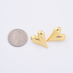 18K Gold Filled 1 pair Heart Stud Earrings, Puffy Heart Earrings, Wedding Earrings, Simple Everyday Earrings, Gift for Her, 25x14mm, ER292