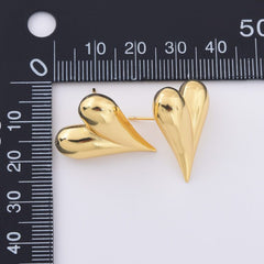 18K Gold Filled 1 pair Heart Stud Earrings, Puffy Heart Earrings, Wedding Earrings, Simple Everyday Earrings, Gift for Her, 25x14mm, ER292