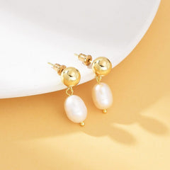 18K Gold Filled 1 pair Baroque Pearl Stud Earrings, Freshwater Pearl Earrings, Wedding Earrings, Simple Everyday Earrings, Gift for Her ER298