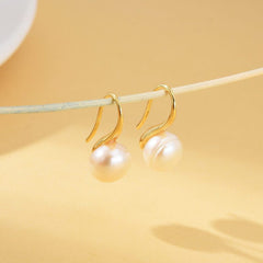 18K Gold Filled 1 pair Hawaiian Pearl Hook Earrings, White Pearl Drop Earrings, Freshwater Pearl Earrings, Wedding Earrings, Gift for Her, ER300