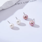 18K Gold Filled 1 Pair 925 Sterling Silver 8mm Round Natural Tahitian Shell Pearl Stud Post Earrings, Freshwater Pearl Stud Earrings, Gift for Her, ER301