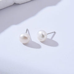 18K Gold Filled 1 Pair 925 Sterling Silver 8mm Round Natural Tahitian Shell Pearl Stud Post Earrings, Freshwater Pearl Stud Earrings, Gift for Her, ER301