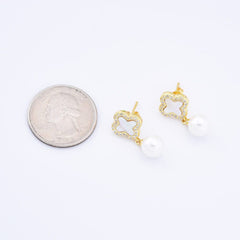 18K Gold Filled 1 Pair Elegant Quatrefoil Clover Earrings, Mother Of Pearl Clover Stud Earrings, Minimalist Wedding Earrings, Gift for Her ER303