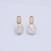 18K Gold Filled 1 pair Natural Freshwater Pearl Earrings, Round Pearl Earrings, Bridal earrings, Baroque Pearl Earrings, Gift for Her, ER304