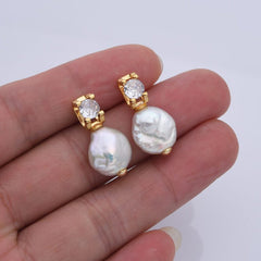 18K Gold Filled 1 pair Natural Freshwater Pearl Earrings, Round Pearl Earrings, Bridal earrings, Baroque Pearl Earrings, Gift for Her, ER304