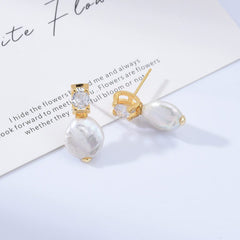 18K Gold Filled 1 pair Natural Freshwater Pearl Earrings, Round Pearl Earrings, Bridal earrings, Baroque Pearl Earrings, Gift for Her, ER304