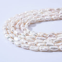 White Keshi Pearls, Freshwater Natural Keishi Reborn Pearl beads, High Lustrous Genuine 4A+ Quality Pearl Beads, 6x12mm, Full Strand, FWP008