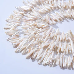 Toothpick Pillar Pearl, 4x30mm Center Drill Bar Pearl, Freshwater Pearls, Biwa Strip Loose Necklace Beads, Full Strand, FWP009