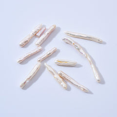 Toothpick Pillar Pearl, 4x30mm Center Drill Bar Pearl, Freshwater Pearls, Biwa Strip Loose Necklace Beads, Full Strand, FWP009