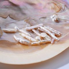 Toothpick Pillar Pearl, 4x30mm Center Drill Bar Pearl, Freshwater Pearls, Biwa Strip Loose Necklace Beads, Full Strand, FWP009