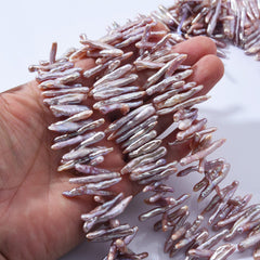 Center Drill Bar Pearl, Freshwater Pearls, Biwa Pearl, 6A+ Quality 4x25mm Strip Loose Pearl Necklace Beads, Promotion Wedding, Full Strand, FWP010