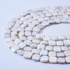 Square Pearl 11x11mm Freshwater Pearl, 5A Quality Good Luster Wholesale Pearl Natural White Loose Pearl, 33Pcs Full Strand, FWP015