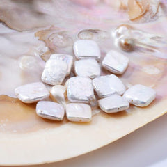 Square Pearl 11x11mm Freshwater Pearl, 5A Quality Good Luster Wholesale Pearl Natural White Loose Pearl, 33Pcs Full Strand, FWP015