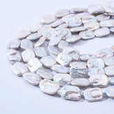 Rectangular Pearl, 15x20mm Freshwater Pearl, 6A+ Quality Good Luster Wholesale Pearl Natural White Loose Pearl, 21pcs Full Strand, FWP016