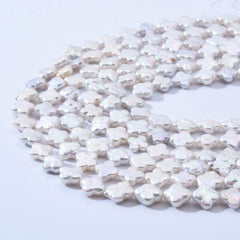 Four Leaf Clover Pearl, 10mm Flower Pearl, Freshwater Real 7A+ Pearl, Wholesale Loose Pearl Beads, White Wedding Full Strand, FWP018