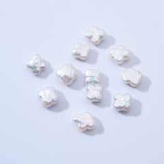 Four Leaf Clover Pearl, 10mm Flower Pearl, Freshwater Real 7A+ Pearl, Wholesale Loose Pearl Beads, White Wedding Full Strand, FWP018